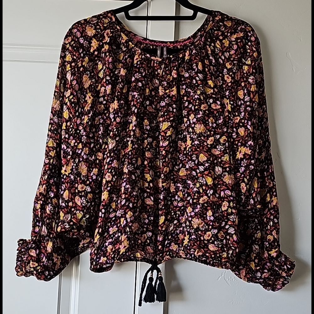 Anthropologie Floral Batwing Sleeves Blouse Tops